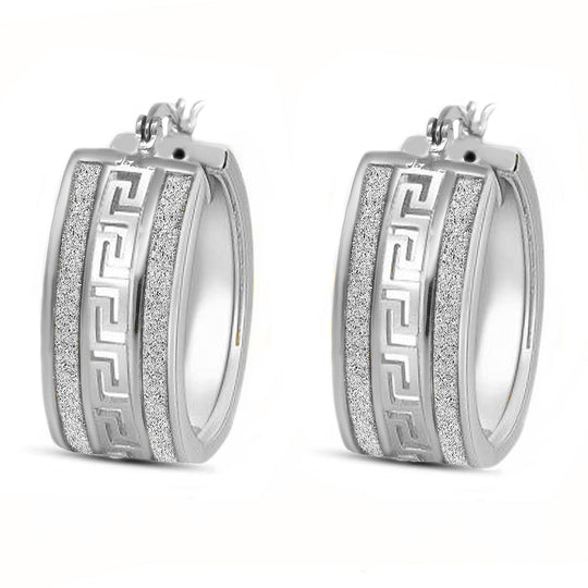 Mäandermuster Creolen, 925 Silber rhodiniert ca. 5,9g