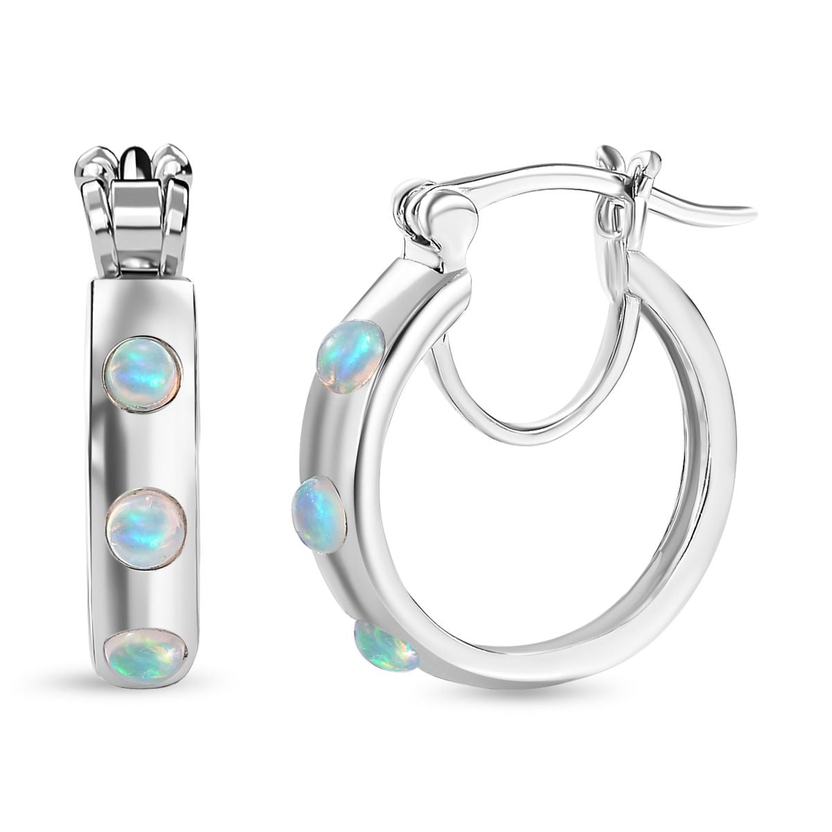 Natürlicher, äthiopischer Welo Opal Ohrringe 925 Silber rhodiniert ca. 0,53 ct.