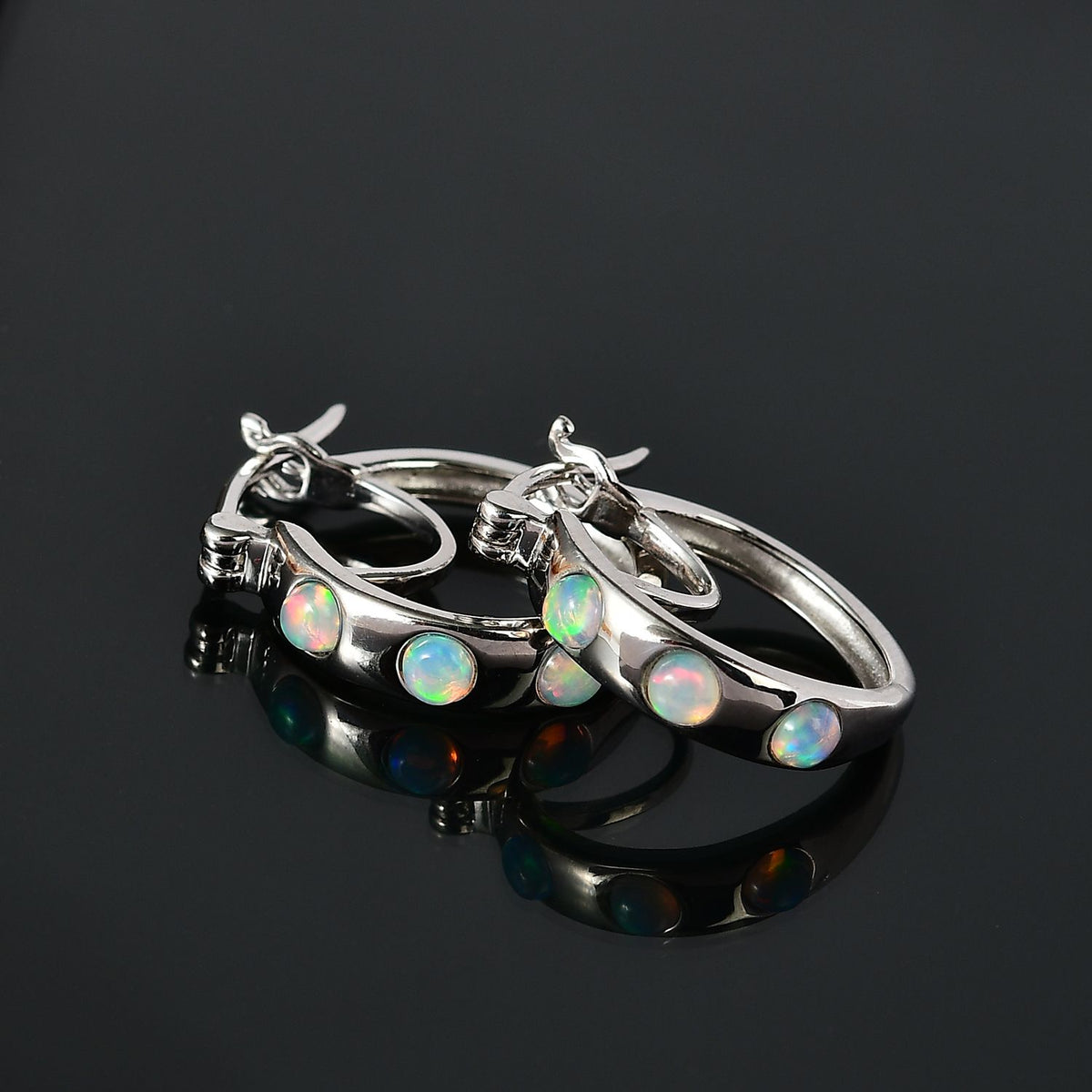 Natürlicher, äthiopischer Welo Opal Ohrringe 925 Silber rhodiniert ca. 0,53 ct.