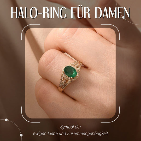 AAA Kagem Sambischer Smaragd, Weißer Diamant Ring 585 Gelbgold (Größe 21.00) ca. 1.56 ct