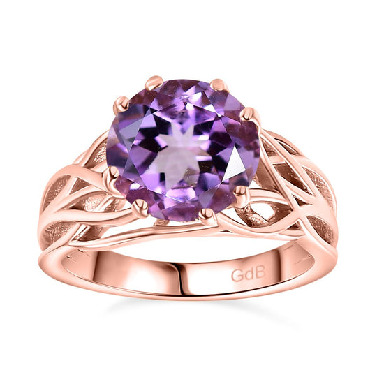 AA Rosa Amethyst Ring, Nickelfreies Messing, (Größe 16.00) ca. 3.90 ct