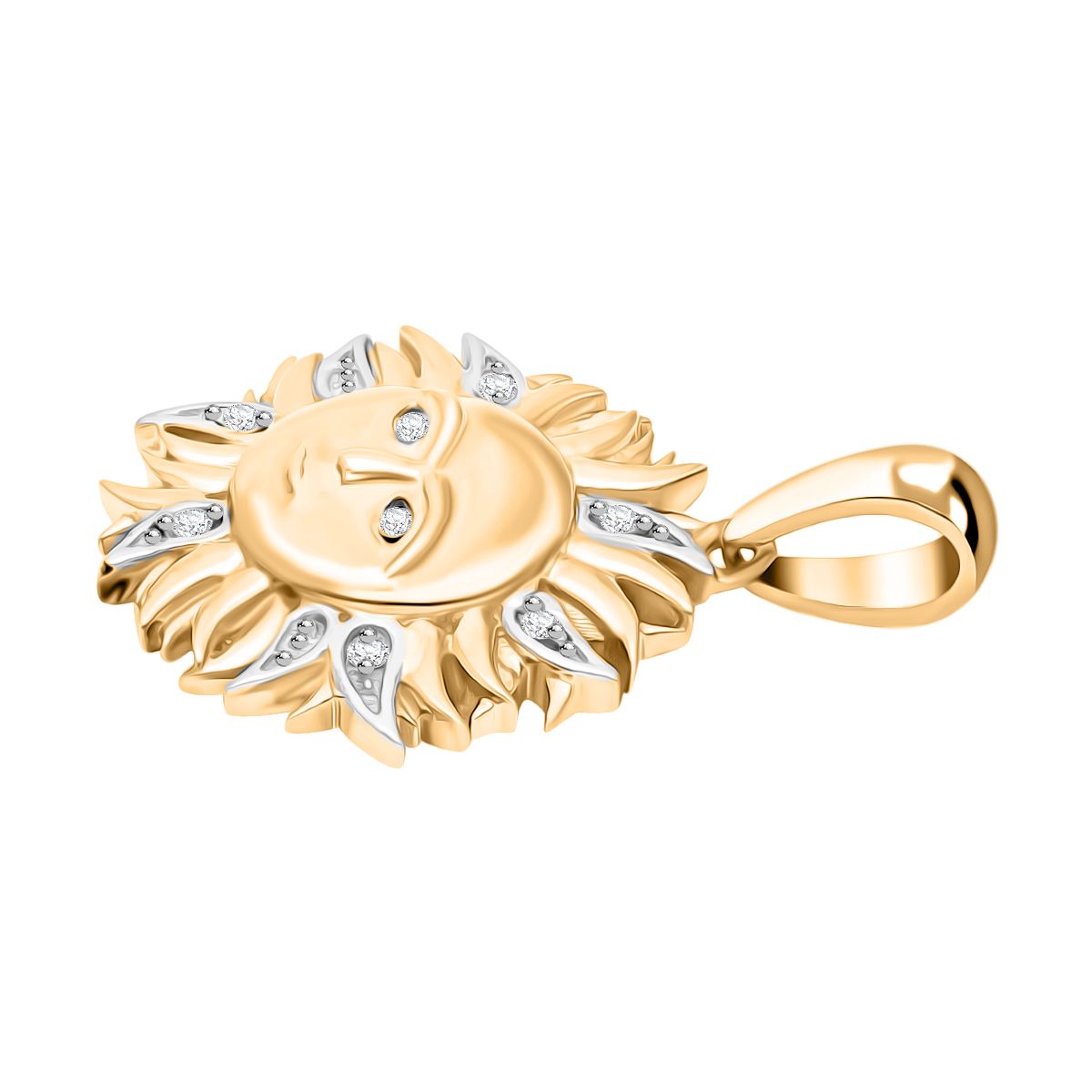 Weißer Diamant P3 Anhänger 925 Silber Gelbgold Vermeil