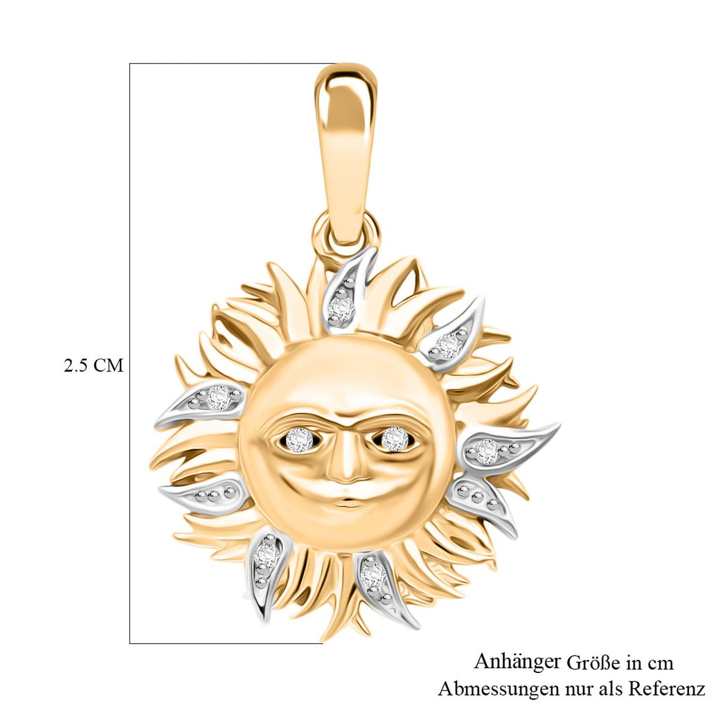 Weißer Diamant P3 Anhänger 925 Silber Gelbgold Vermeil