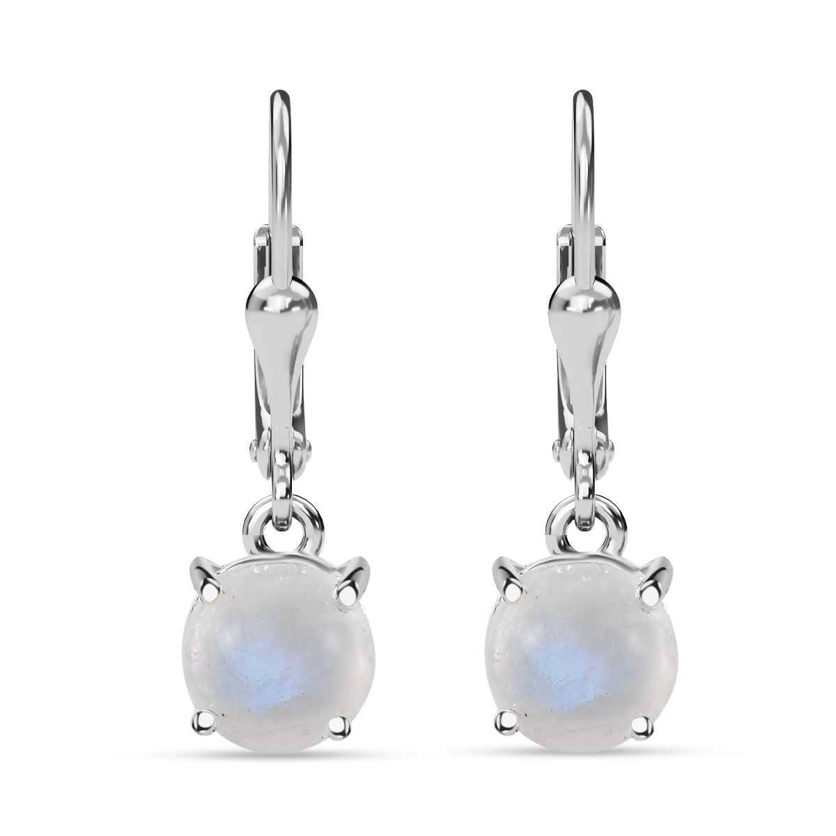 Regenbogen Mondstein Ohrringe 925 Silber ca. 3,33 ct.