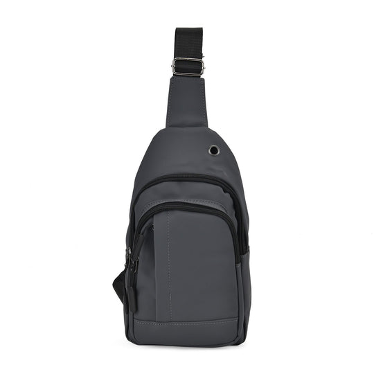 RFID Nylon-Slingbag mit Kopfhöreröffnung, 17x8x30,5 cm, Maße: 17x8x30,5 cm, Blau