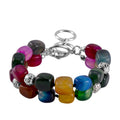 Doppellagiges, mehrfarbiges Achat-Armband, 18 cm - 200 ct.