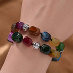 Mehrfarbiger Achat Armband ca. 18 cm ca. 200.00 ct