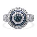 Blauer Diamant Ring 925 Silber platiniert (Größe 18.00) ca. 1.50 ct
