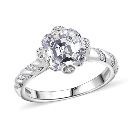 Moissanit Ring, 925 Silber platiniert, (Größe 17.00) ca. 2.88 ct