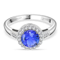 Rhapsody AAAA Tansanit, Weißer Diamant AGI zertifiziert Ring 950 Platin (Größe 17.00) ca. 2.10 ct
