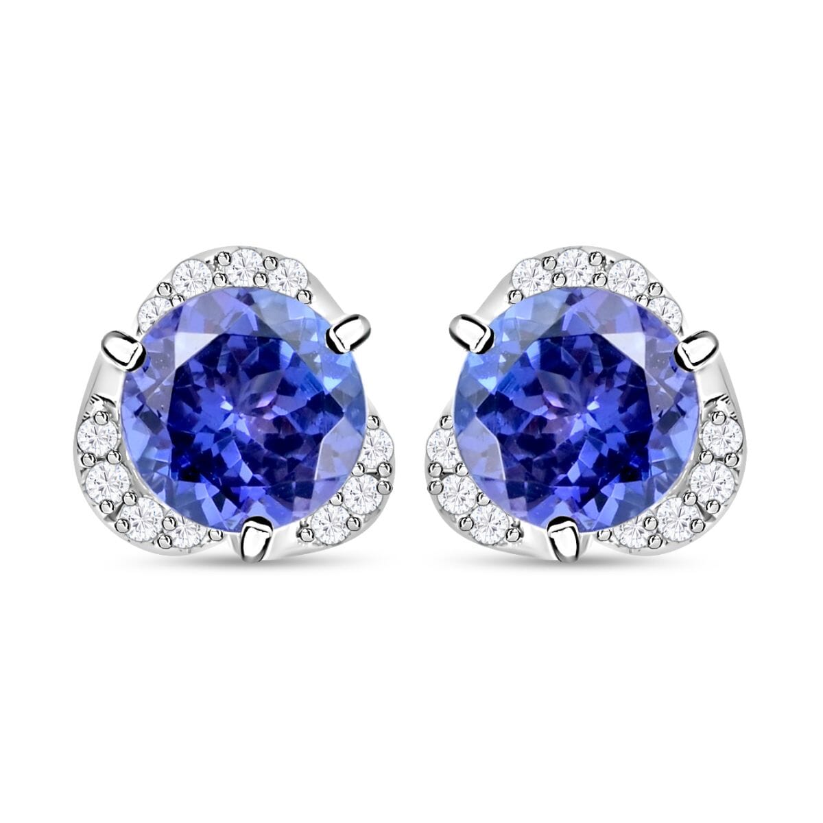 Rhapsody AAAA Tansanit, Weißer Diamant AGI zertifiziert Ohrringe 950 Platin ca. 2.00 ct