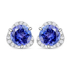 Rhapsody AAAA Tansanit, Weißer Diamant AGI zertifiziert Ohrringe 950 Platin ca. 2.00 ct