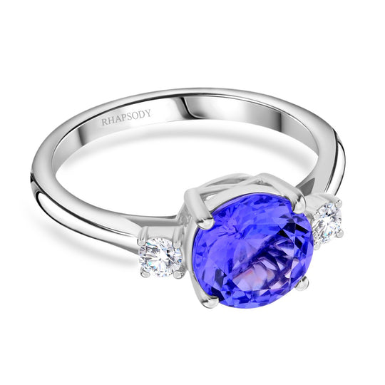 Rhapsody AAAA Tansanit, Weißer Diamant AGI zertifiziert Ring 950 Platin (Größe 17.00) (10-15 Werktage Lieferzeit) ca. 2.00 ct