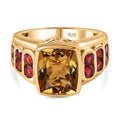 AA Citrin, Mosambik Granat Ring 925 Silber Gelbgold Vermeil (Größe 17.00) ca. 5,42 ct