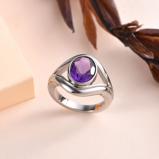 Afrikanischer Amethyst Ring, Edelstahl ca. 2.26 ct