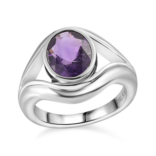 Afrikanischer Amethyst Ring, Edelstahl ca. 2.26 ct