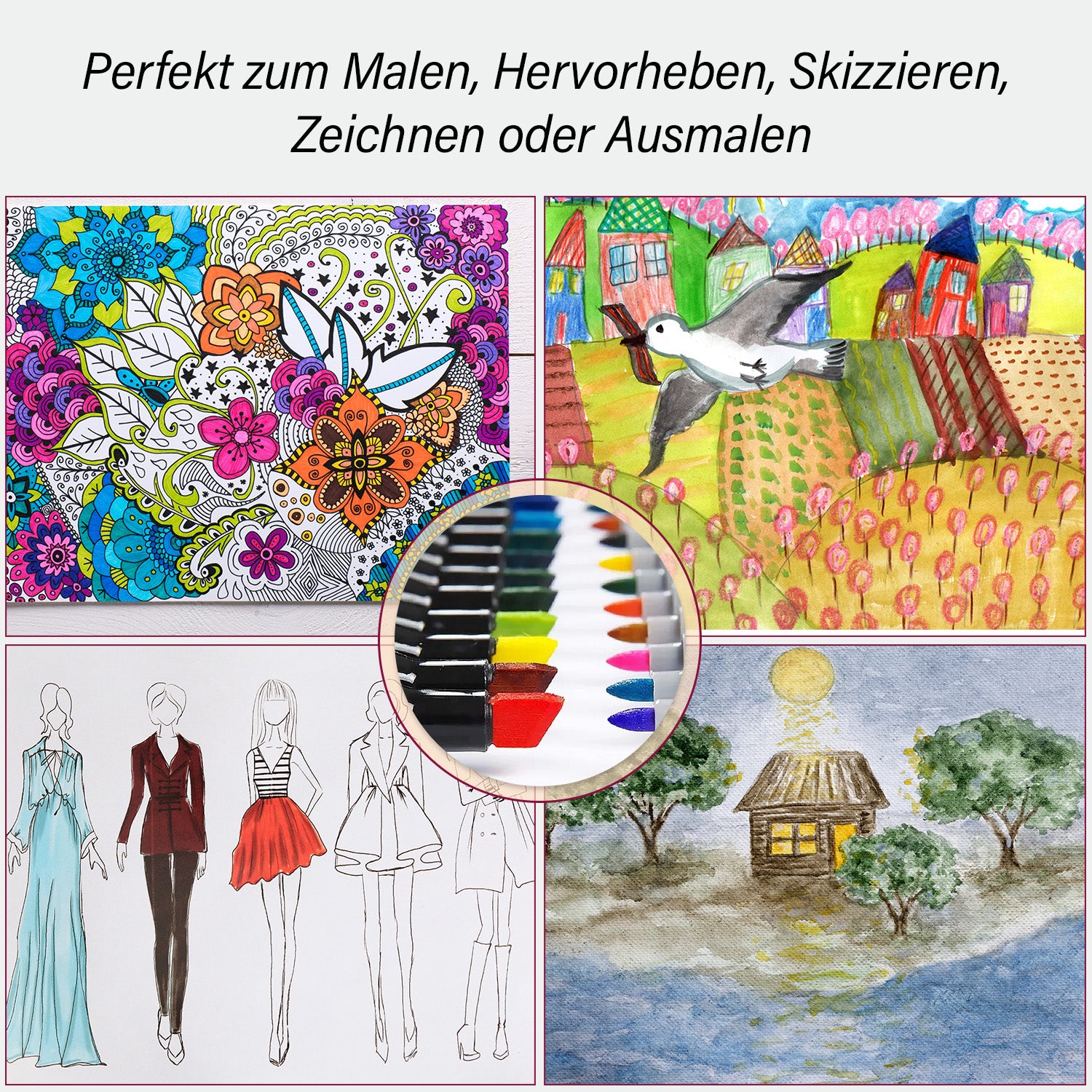 120 Dual-Markern Set mit Aufbewahrungsetui, Größe: 20 x 20 x 15.7cm