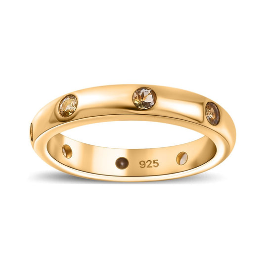 AA Natürlicher goldener Tansanit Ring, 925 Silber Gelbgold Vermeil, (Größe 19.00) ca. 0.59 ct