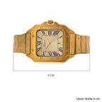 GENOA - Elegante Japan-Uhr mit Datumsfunktion, IPS-versilbertem Gehäuse, römischen Ziffern, Edelstahlarmband, 3 ATM Wasserdichtigkeit, 20 cm, vergoldet