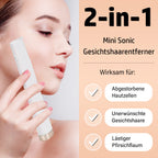 BEAUTECH Mini Sonic Pfirsichflaum-Entferner - 2-in-1 Dermaplaning & Augenbrauen-Trimmer, mit 6 Ersatzklingen und LED-Funktion, Größe: 13x2,7x1,1 cm