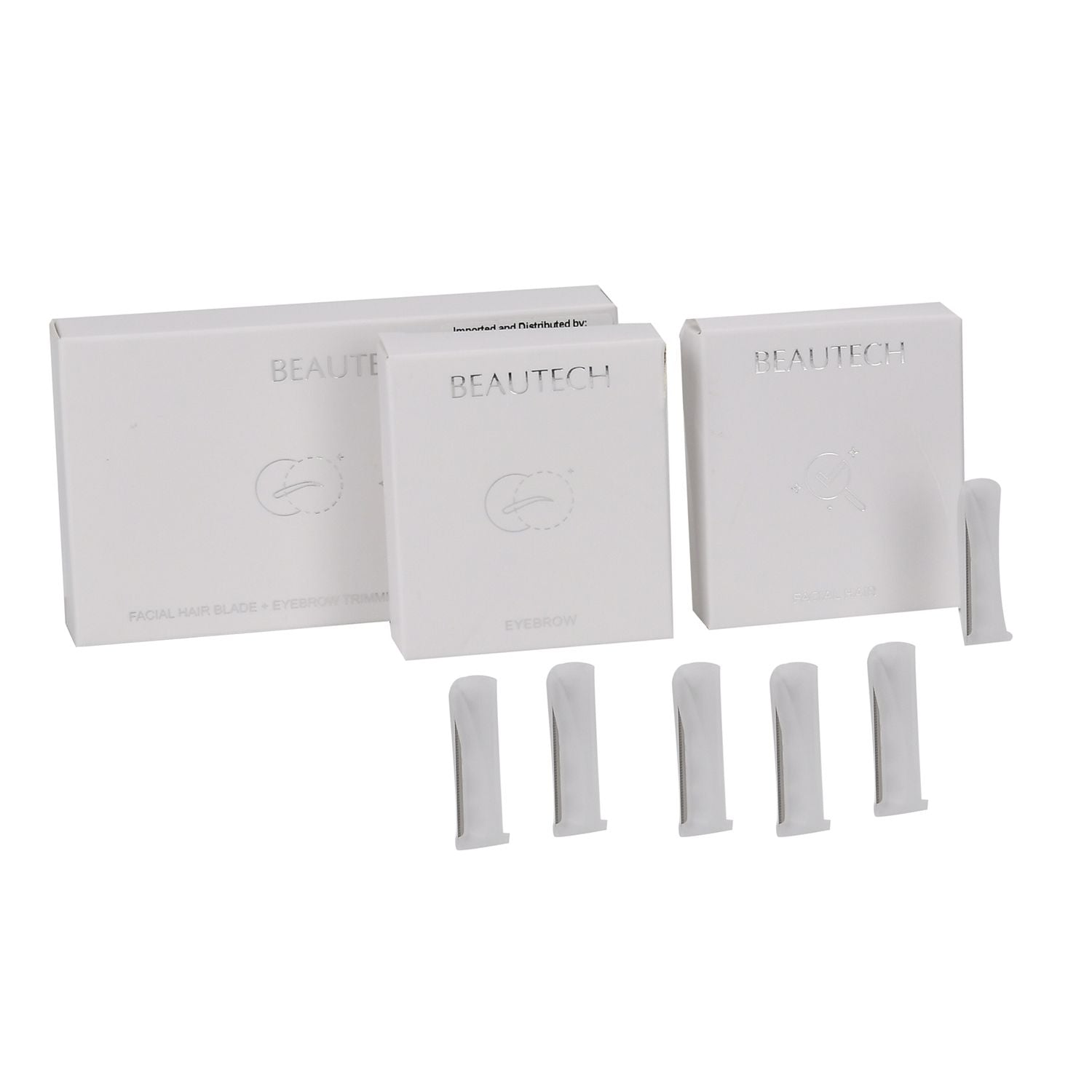 BEAUTECH Sechserpack Ersatzklingen - 3x Augenbrauen- & 3x Gesichtshaar-Entferner, Sanft und Schmerzfrei, Größe: 3,8x1,3x1,2 cm