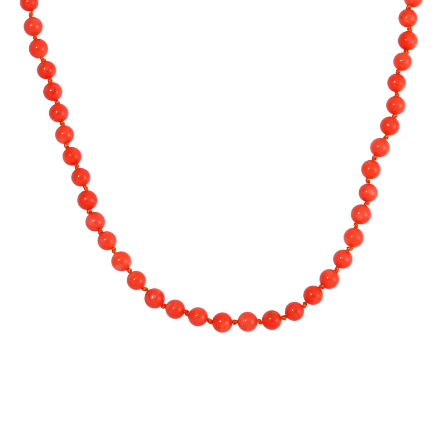 Koralle Halskette ca. 50 cm 925 Silber rhodiniert ca. 150,00 ct.