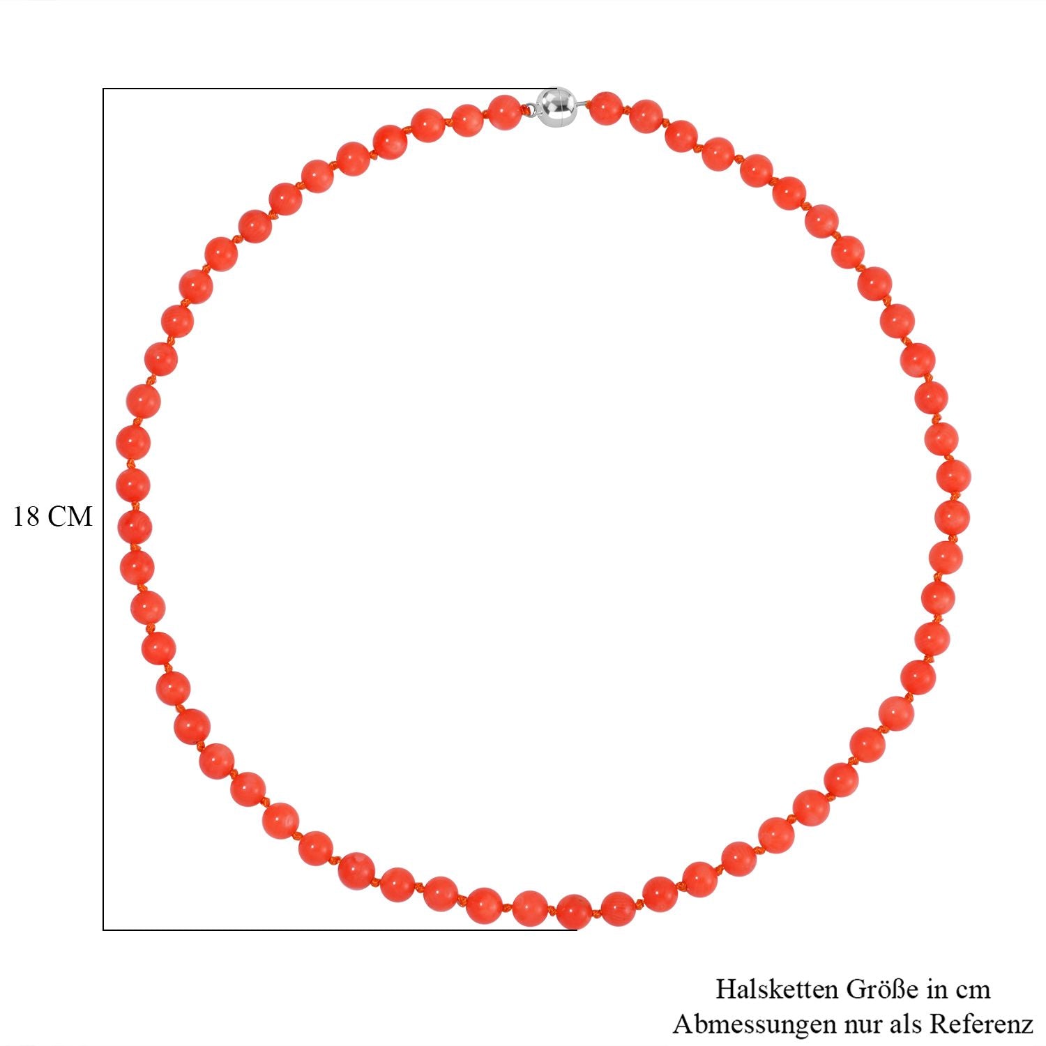 Koralle Halskette ca. 50 cm 925 Silber rhodiniert ca. 150,00 ct.