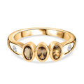 AA Natürlicher goldener Tansanit, Weißer Zirkon Ring, 925 Silber Gelbgold Vermeil (Größe 19.00) ca. 0.80 ct