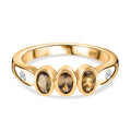 AA Natürlicher goldener Tansanit, Weißer Zirkon Ring, 925 Silber Gelbgold Vermeil (Größe 19.00) ca. 0.80 ct