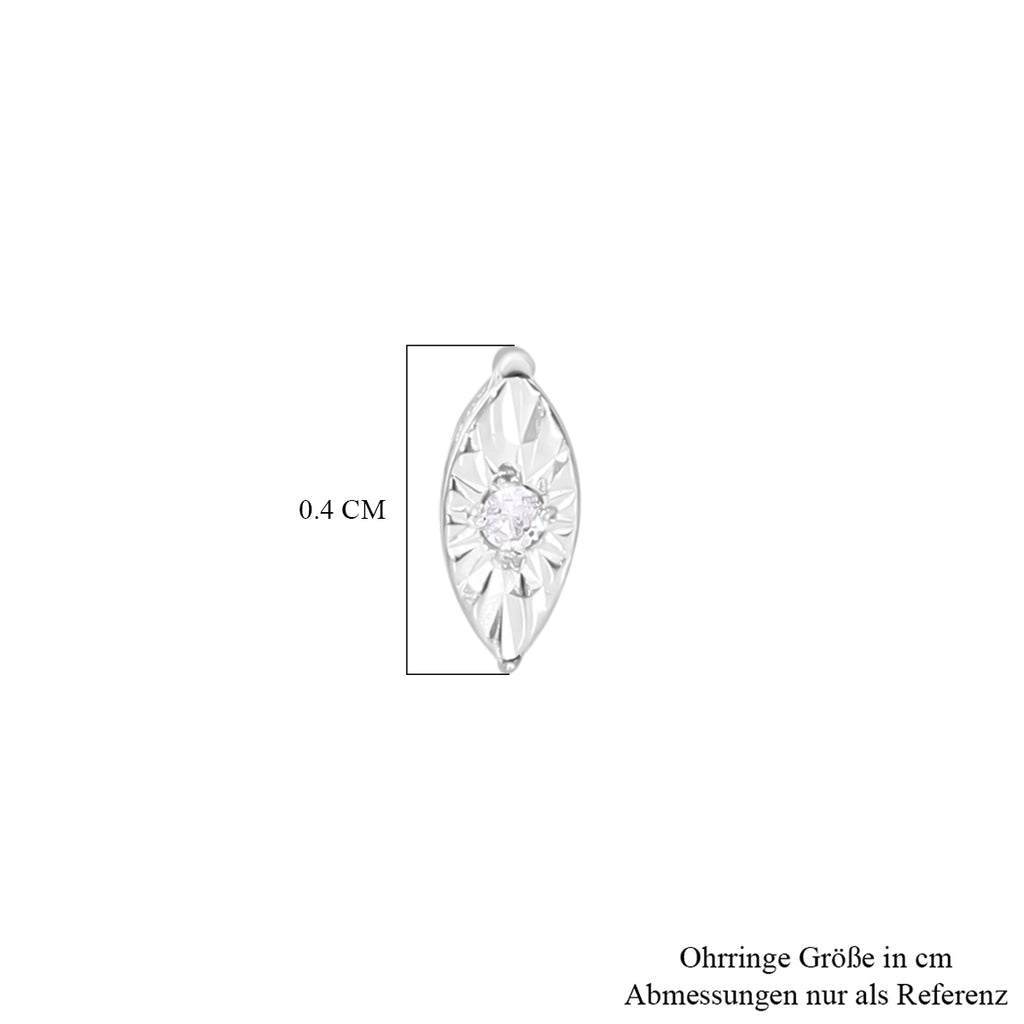 WeißerDiamant Ohrringe, 925 Silber platiniert