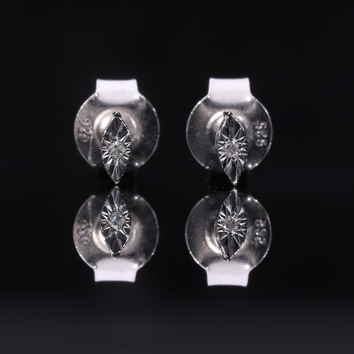 WeißerDiamant Ohrringe, 925 Silber platiniert