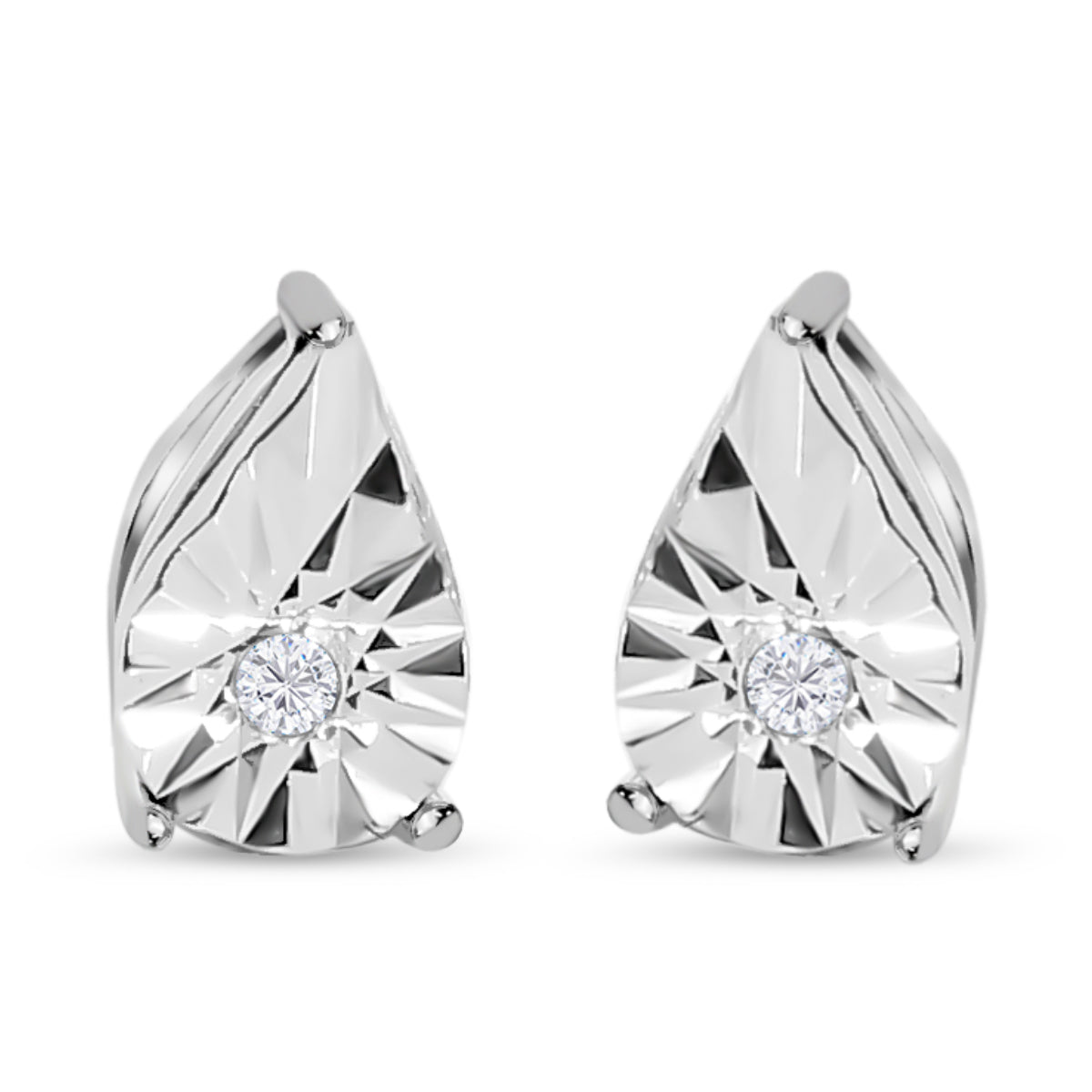 Weiße Diamant Ohrringe, 925 Silber platiniert