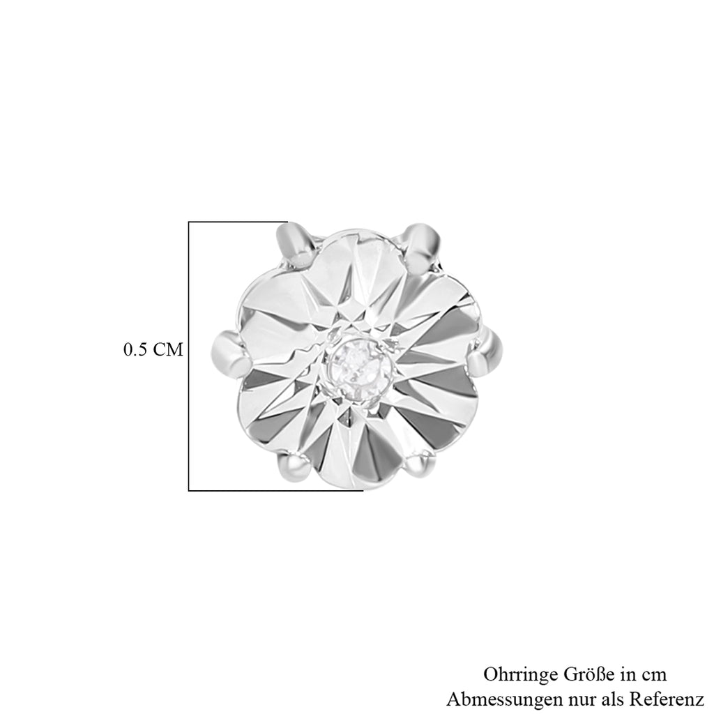 Weiße Diamant Ohrringe, 925 Silber platiniert