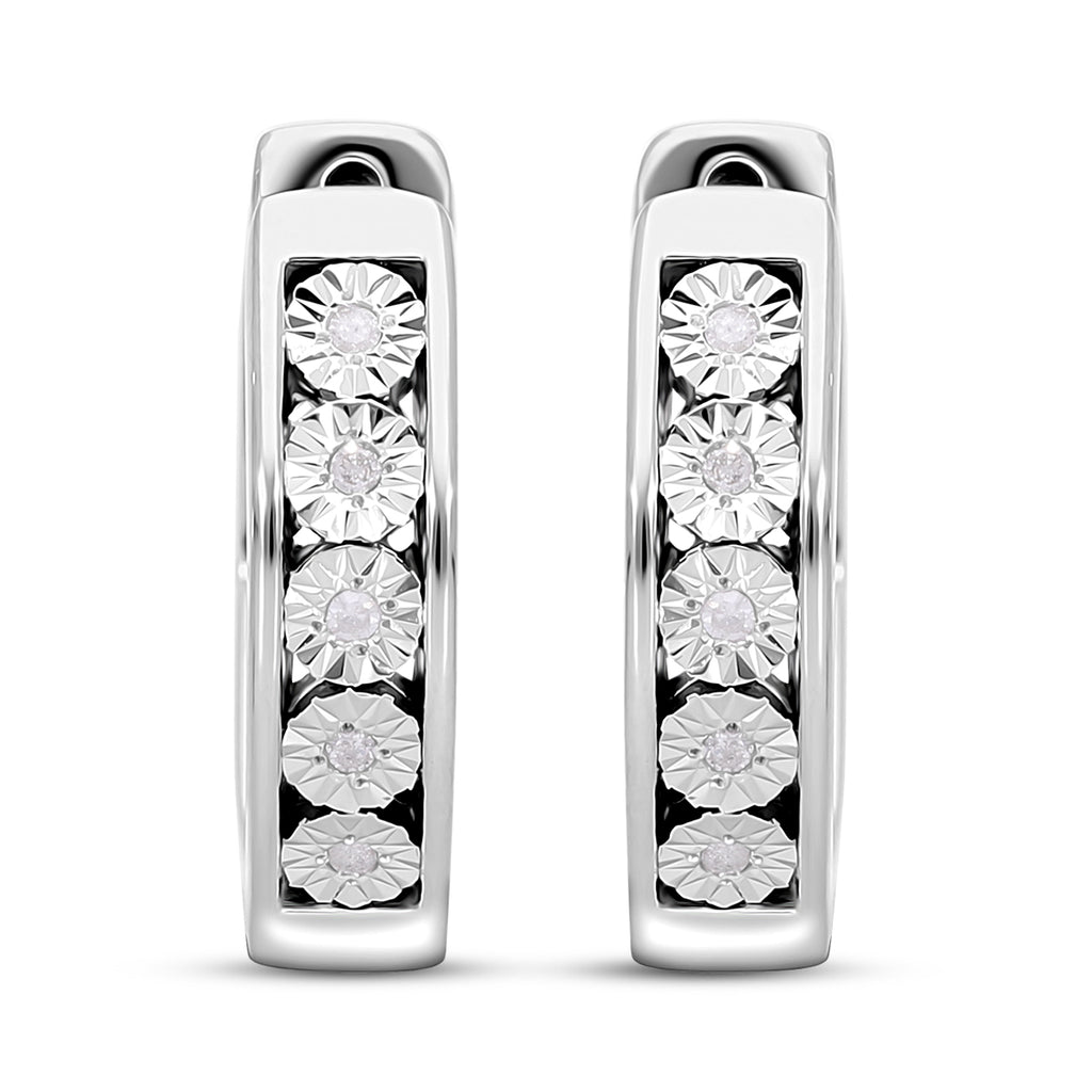 Weißer Diamant Ohrringe 925 Silber platiniert ca. 0.05 ct
