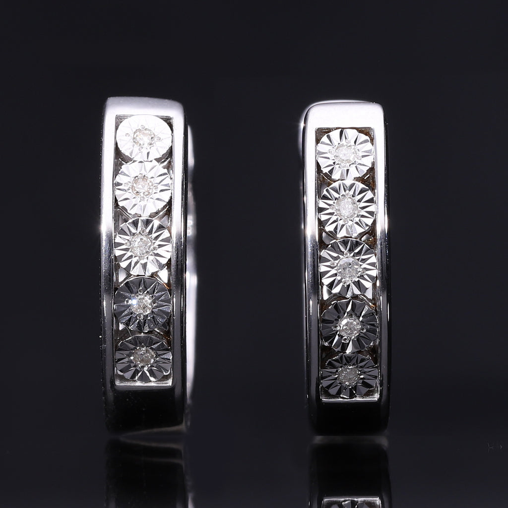 Weißer Diamant Ohrringe 925 Silber platiniert ca. 0.05 ct