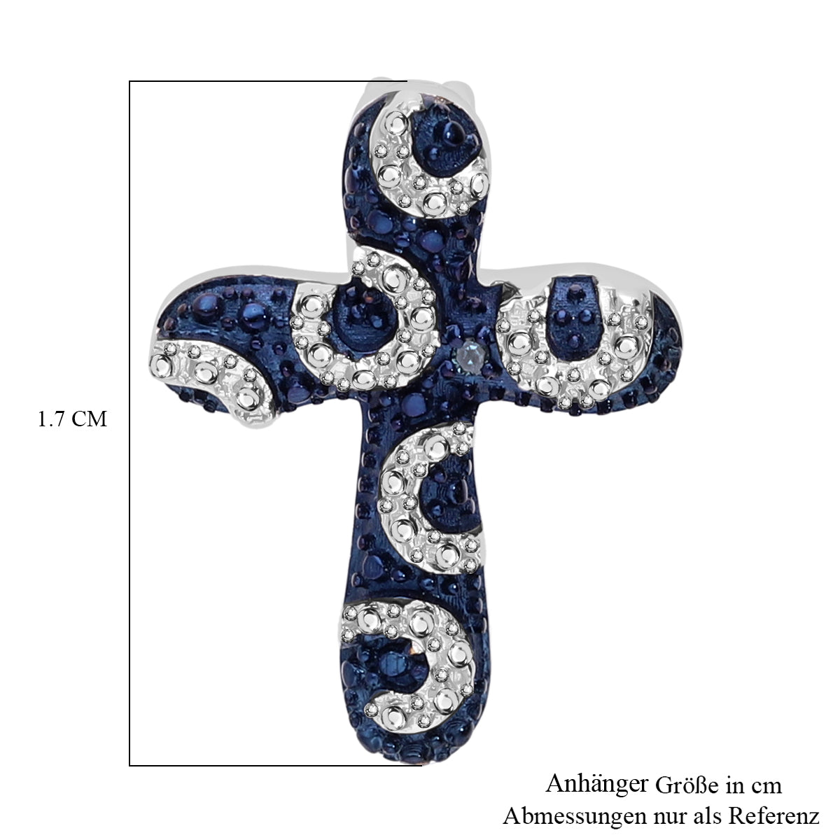 Blauer Diamant Anhänger 925 Silber platiniert
