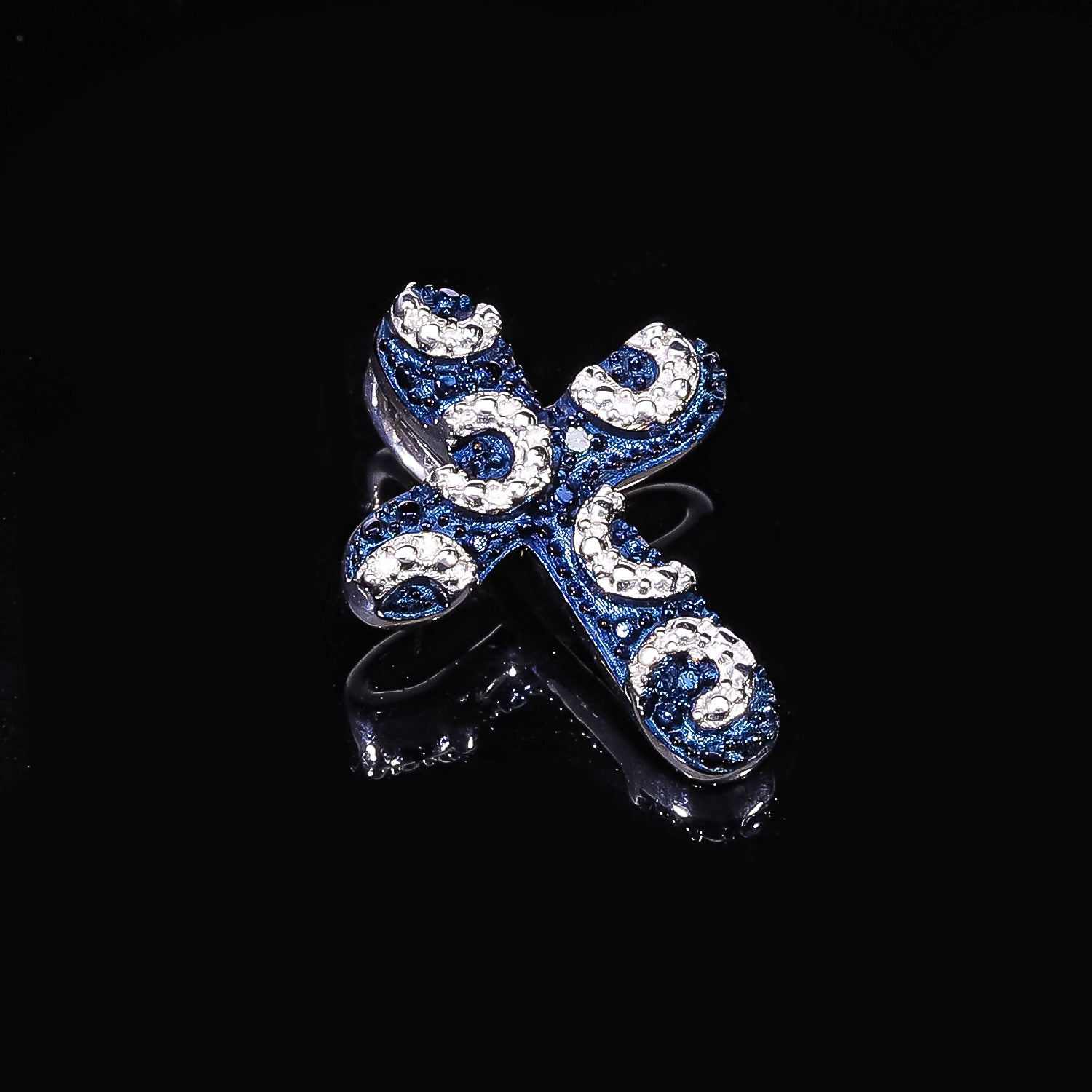 Blauer Diamant Anhänger 925 Silber platiniert