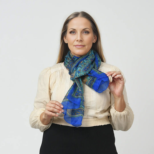 Tabby Printed 100%  RECTANGLE  SILK SCARF COLOR : Red SIZE : 49  x 160  cm