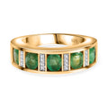 Kagem Sambischer Smaragd, Weißer Zirkon Ring 925 Silber Gelbgold Vermeil (Größe 17.00) ca. 1,73 ct
