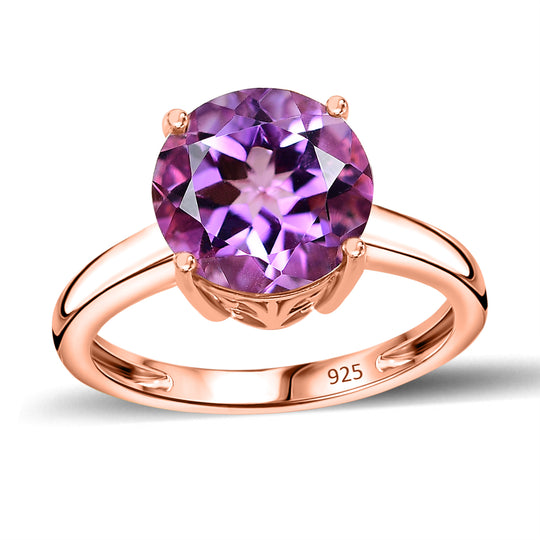 Rose De France Amethyst Ring, 925 Silber rosévergoldet, ca. 3.55 ct