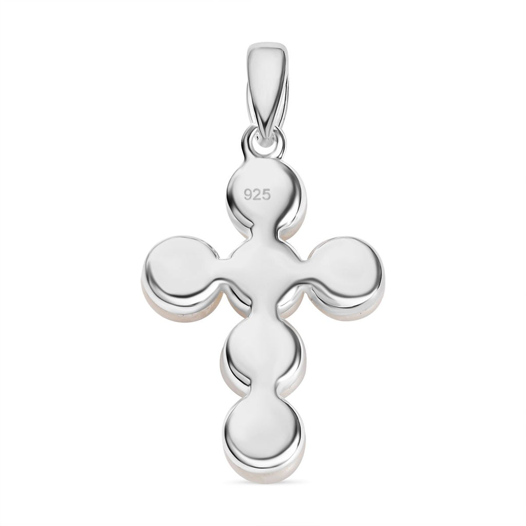 Süßwasser Perle Kreuz Anhänger, 925 Silber