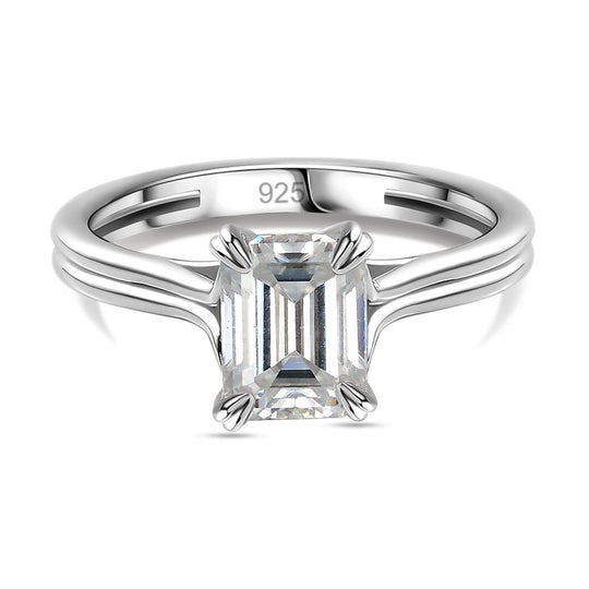 Moissanit Ring 925 Silber platiniert (Größe 21.00) ca. 1,63 ct