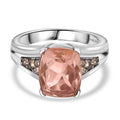 Morganit Quarz Triplette, Champagner Zirkonia Ring Edelstahl (Größe 17.00) ca. 3,32 ct