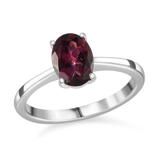 Natürlicher Rhodolith Granat Ring, 925 Silber platiniert ca. 1.63 ct