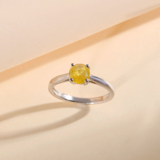 Fissure gefüllt gelber Saphir Ring 925 Silber platiniert ca. 1,00 ct