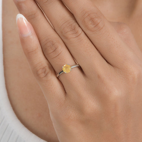 Fissure gefüllt gelber Saphir Ring 925 Silber platiniert ca. 1,00 ct