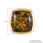 Labor erstellt schwarzen Opal Ohrringe 925 Silber Gelbgold Vermeil ca. 3,43 ct.