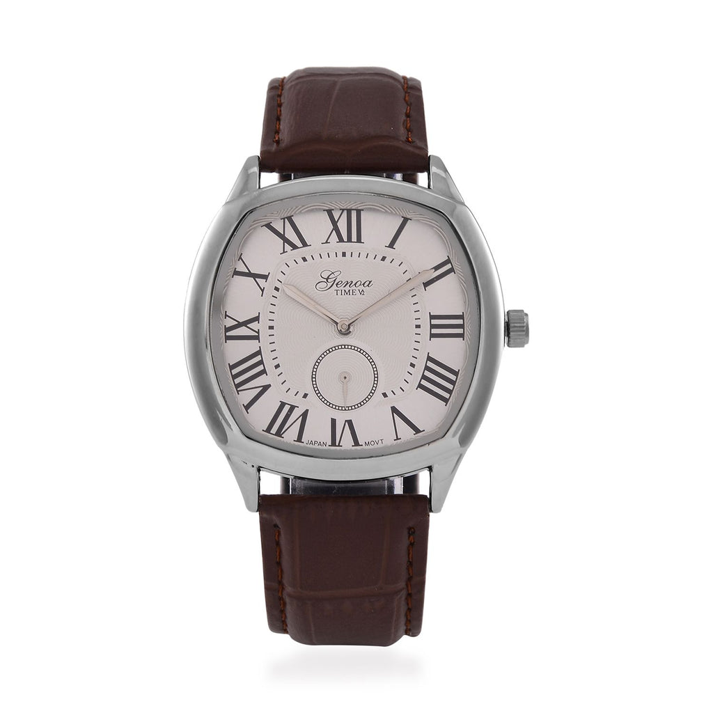 GENOA Limitierte Auflage Miyota Japanese Movement Uhr mit Echtlederarmband - Braun