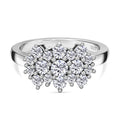 Moissanit Cluster Ring, 925 Silber rhodiniert (Größe 19.00) ca. 1.00 ct