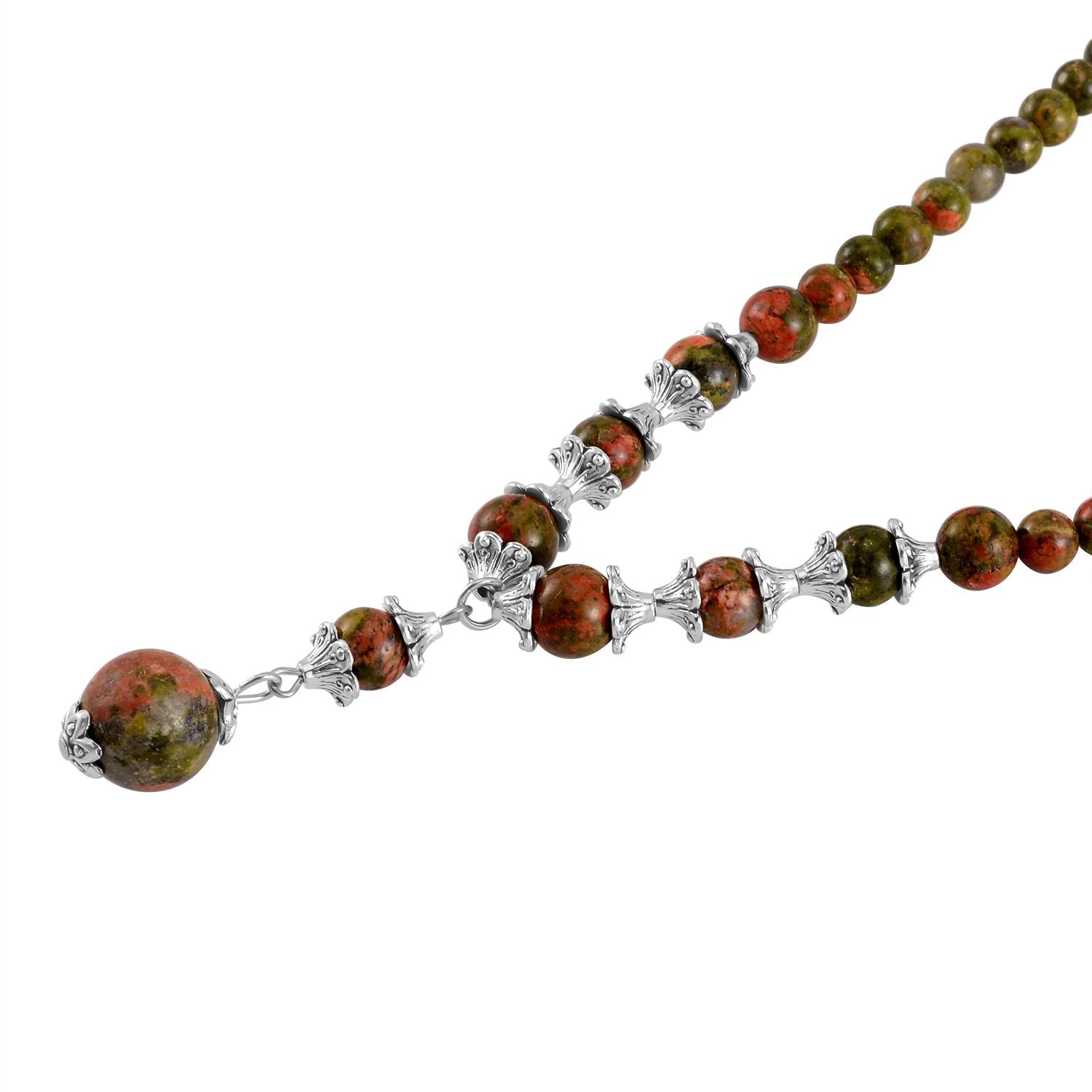 Unakite Halskette, ca. 45 cm, ca. 190.00 ct